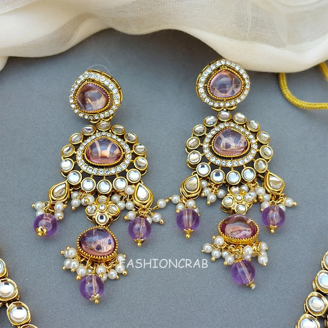 Ahana Pearl Necklace Set - Lavender