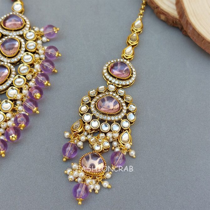Ahana Pearl Necklace Set - Lavender