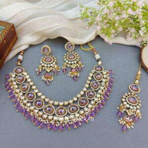 Ahana Pearl Necklace Set - Lavender