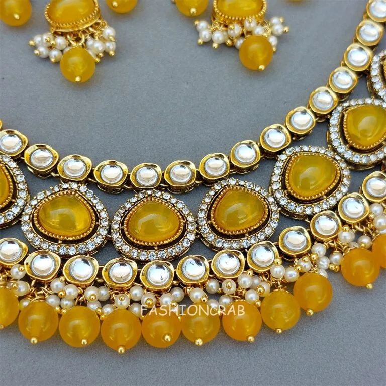 Ahana Pearl Necklace Set - Yellow