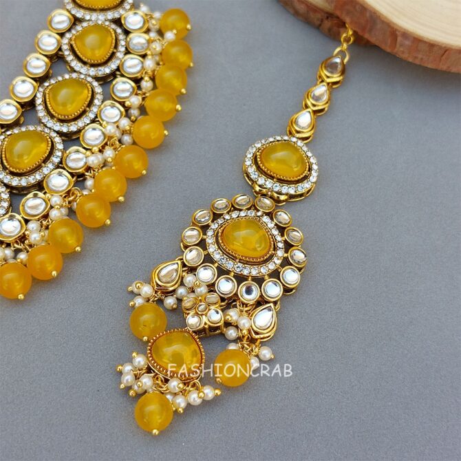 Ahana Pearl Necklace Set - Yellow