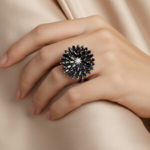 Alice Adjustable Black Ring