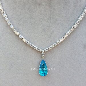 American Diamond Necklace Set - Blue