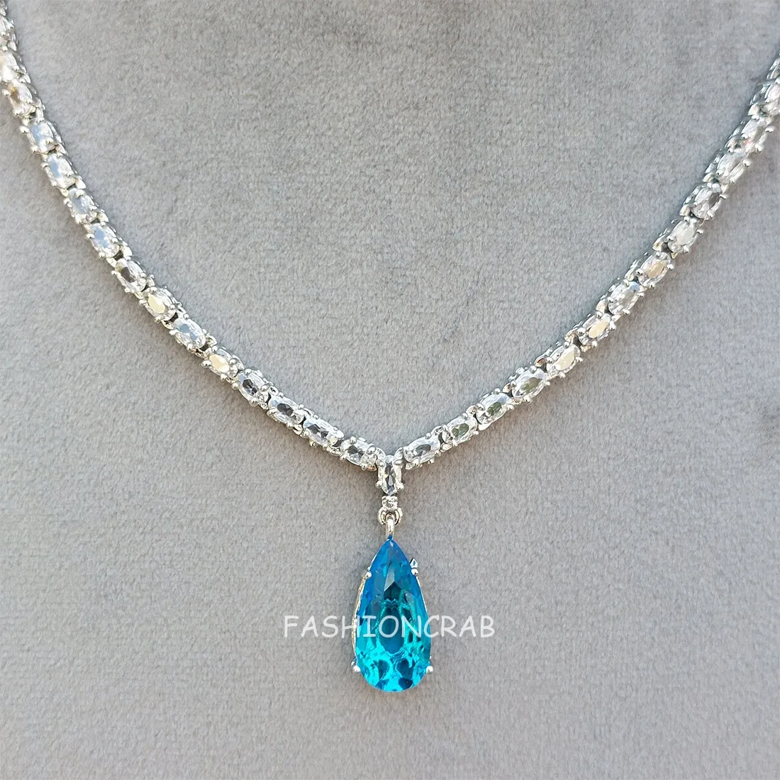 American Diamond Necklace Set - Blue