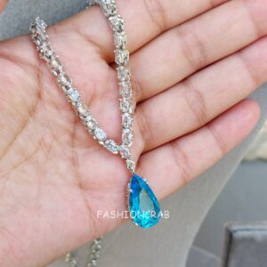 American Diamond Necklace Set - Blue