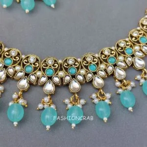 Anya Kundan Set - Light Blue