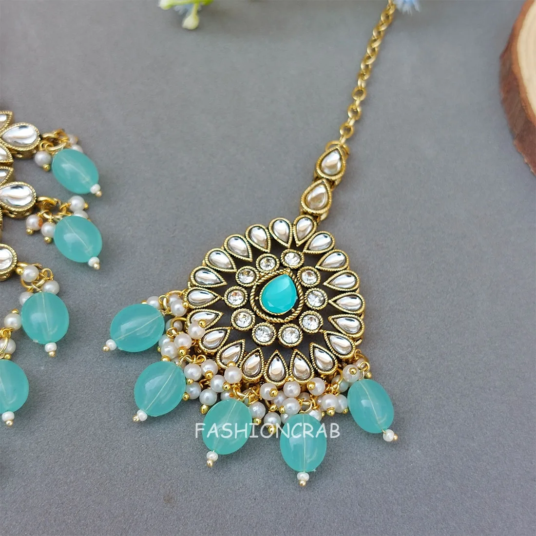 Anya Kundan Set - Light Blue