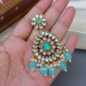 Anya Kundan Set - Light Blue