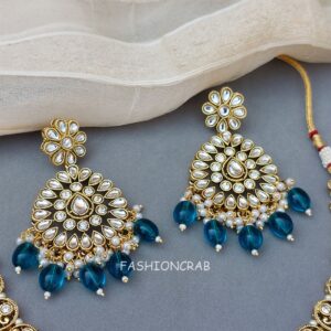 Anya Kundan Set - Peacock Blue