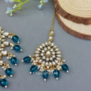 Anya Kundan Set - Peacock Blue