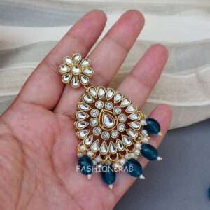 Anya Kundan Set - Peacock Blue