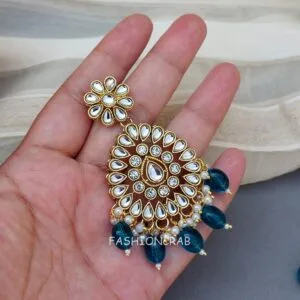 Anya Kundan Set - Peacock Blue