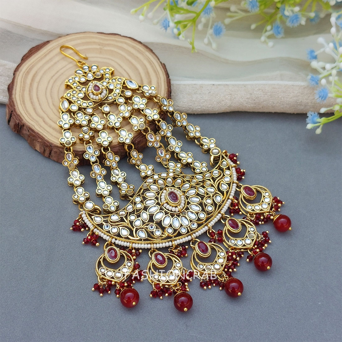 Ayesha Kundan Passa - Maroon