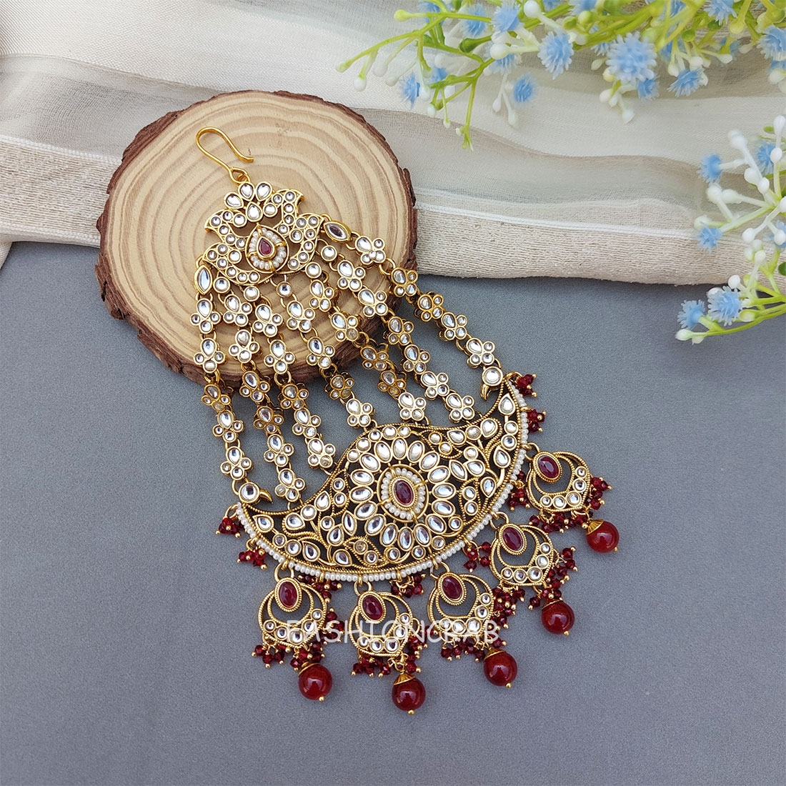 Ayesha Kundan Passa - Maroon