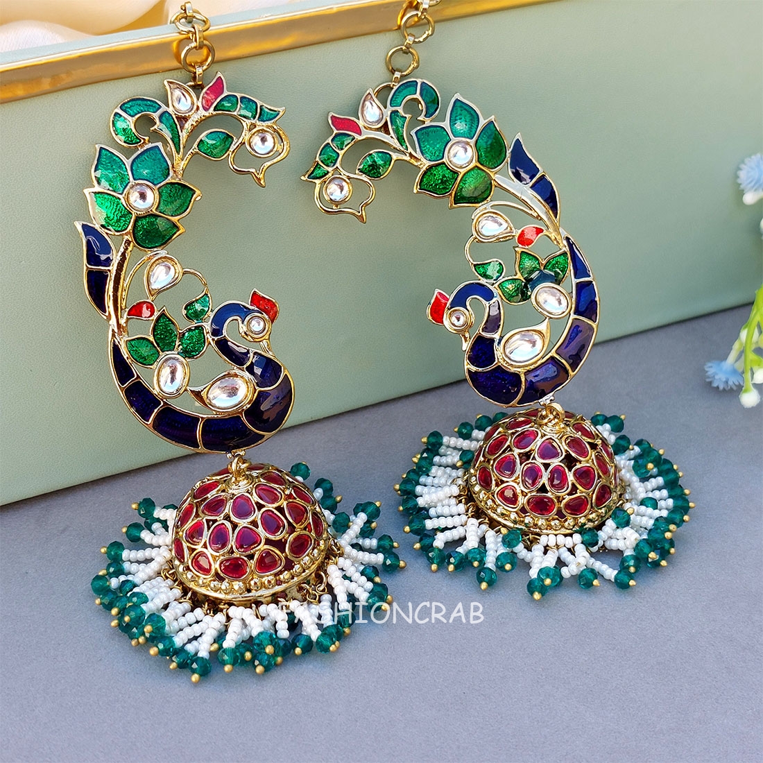 Pearl peacock jhumka main image 0