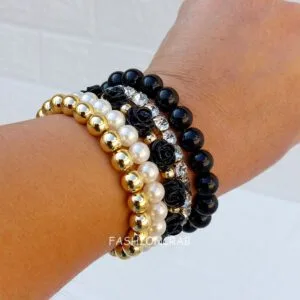 Black Bead Bracelet for Women