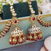 Earrings with Chain for Wedding - Maroon