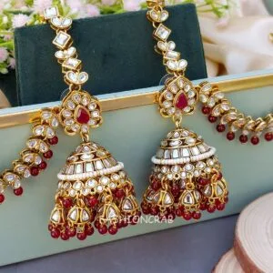 Earrings with Chain for Wedding - Maroon