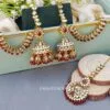 Earrings with Chain for Wedding - Maroon