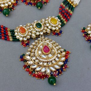 Farzana Kundan Choker Necklace - Multicolor