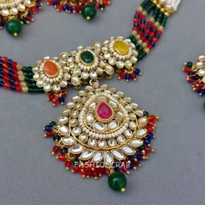 Farzana Kundan Choker Necklace - Multicolor
