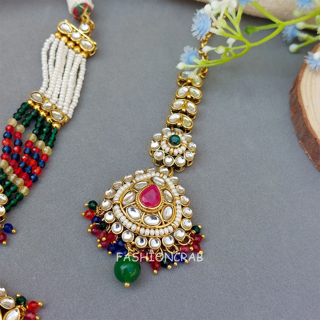 Farzana Kundan Choker Necklace - Multicolor