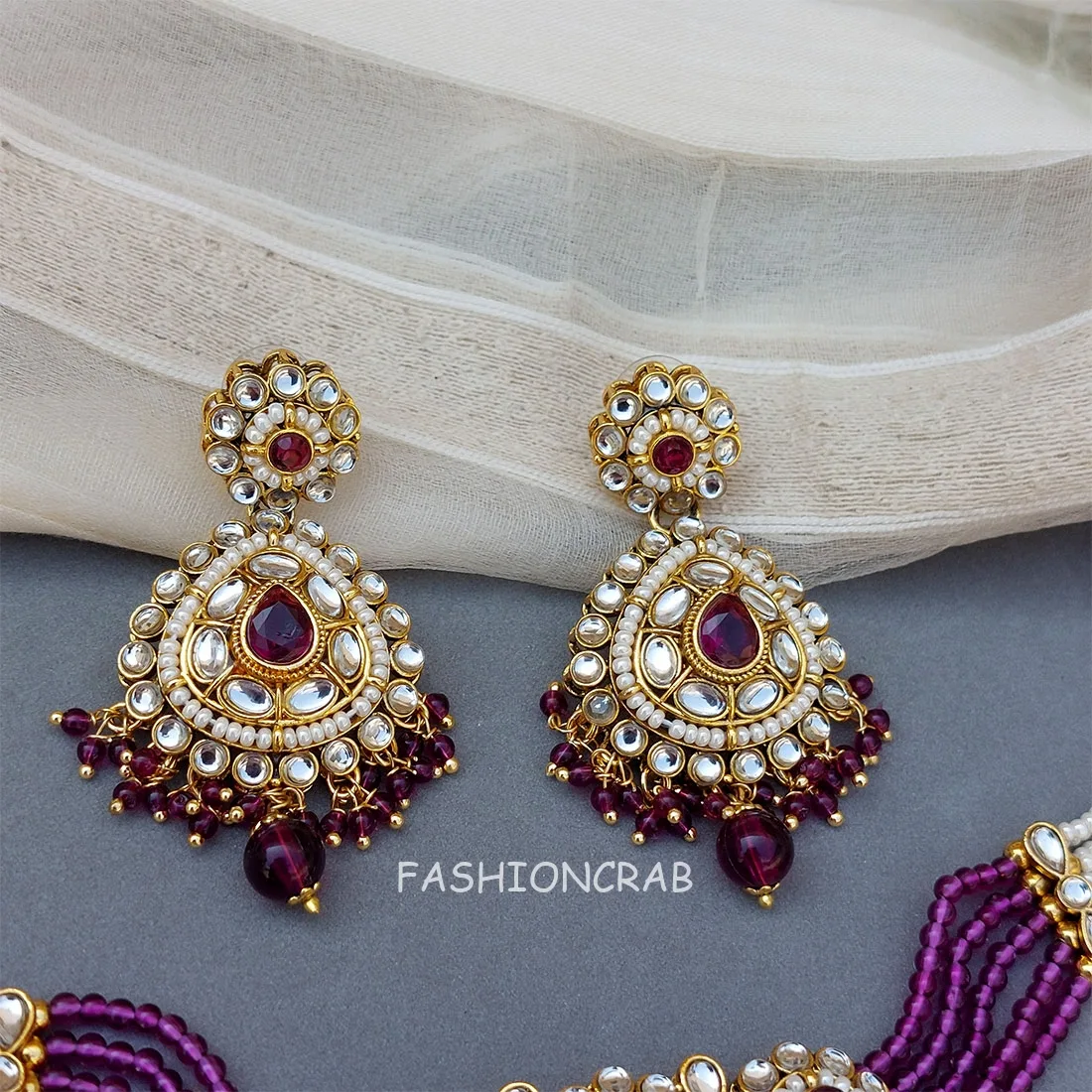 Farzana Kundan Choker Necklace - Purple
