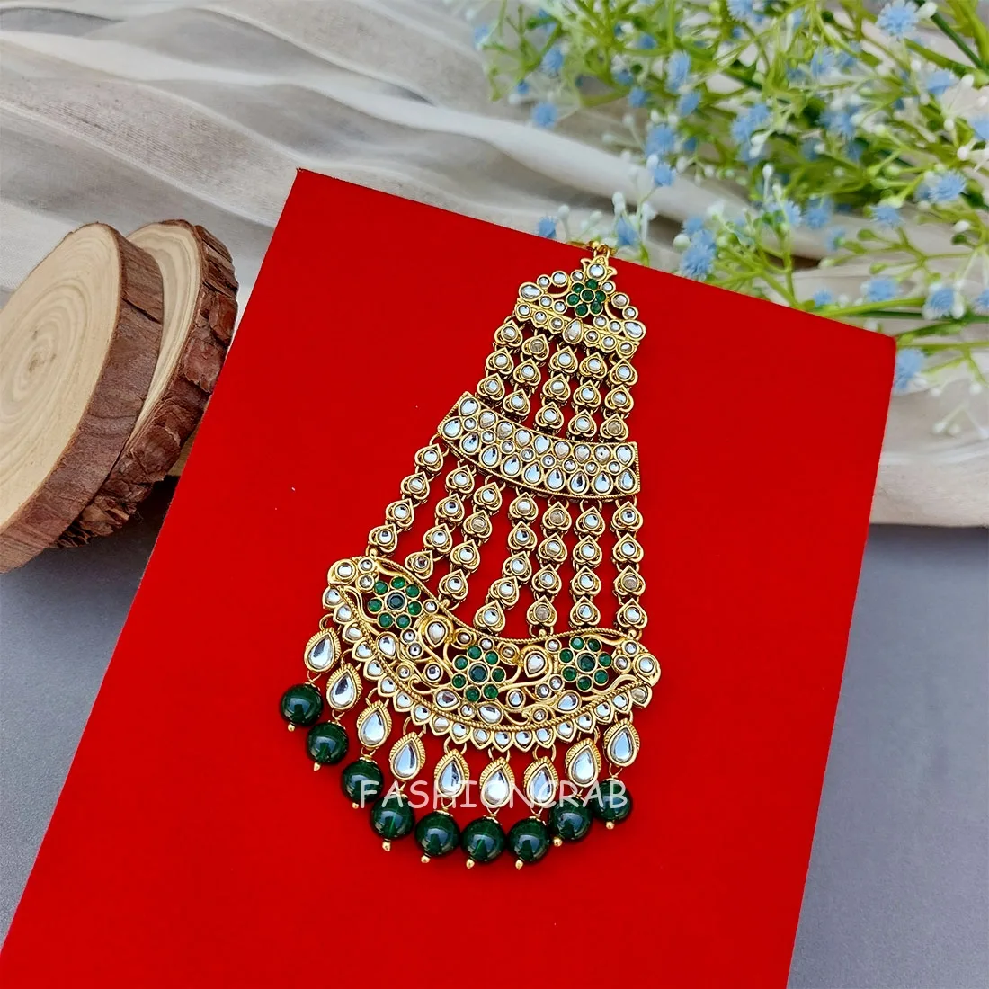 Fida Kundan Passa Tikka - Green