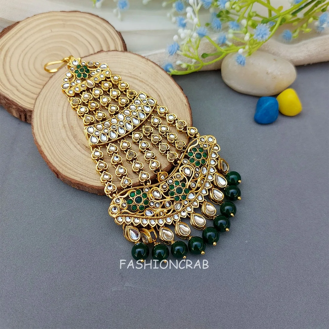 Fida Kundan Passa Tikka - Green