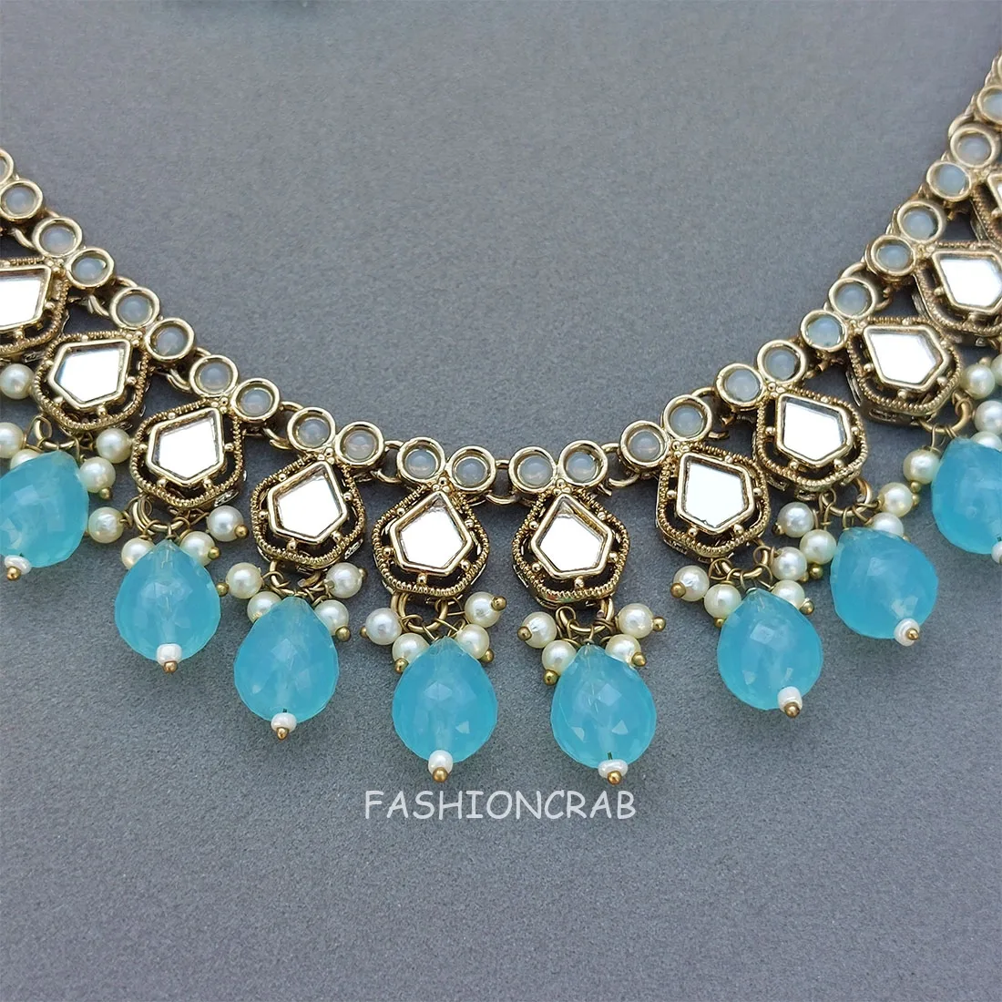Gauri Mirror Necklace - Blue