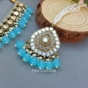 Gauri Mirror Necklace - Blue