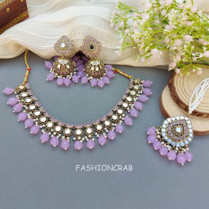 Gauri Mirror Necklace - Lavender Gauri Mirror Necklace - Lavender