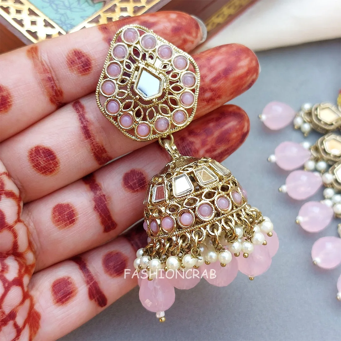 Gauri Mirror Necklace - Light Pink