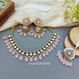 Gauri Mirror Necklace - Light Pink