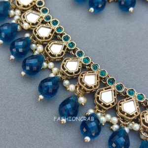 Gauri Mirror Necklace - Peacock Blue