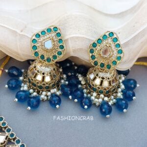 Gauri Mirror Necklace - Peacock Blue