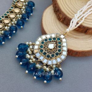 Gauri Mirror Necklace - Peacock Blue