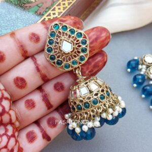 Gauri Mirror Necklace - Peacock Blue