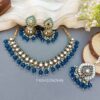Gauri Mirror Necklace - Peacock Blue