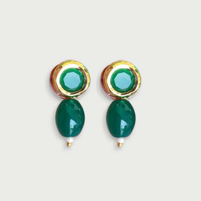 Green White Pearl Set with Earrings