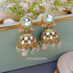 Gurleen Maangtikka with Earrings - Pink Green