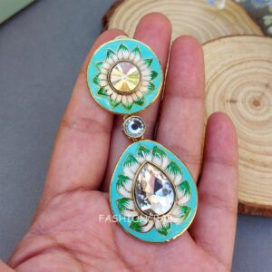 Inaya Kundan Earrings - Blue