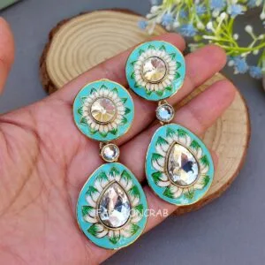 Inaya Kundan Earrings - Blue
