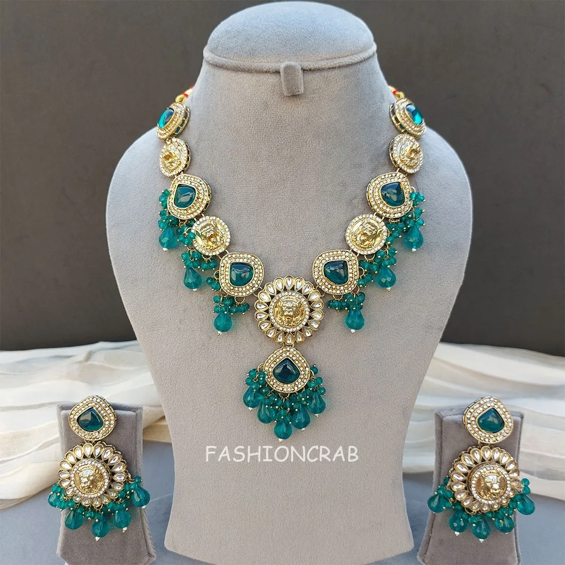 Inayat Kundan Necklace - Peacock Blue