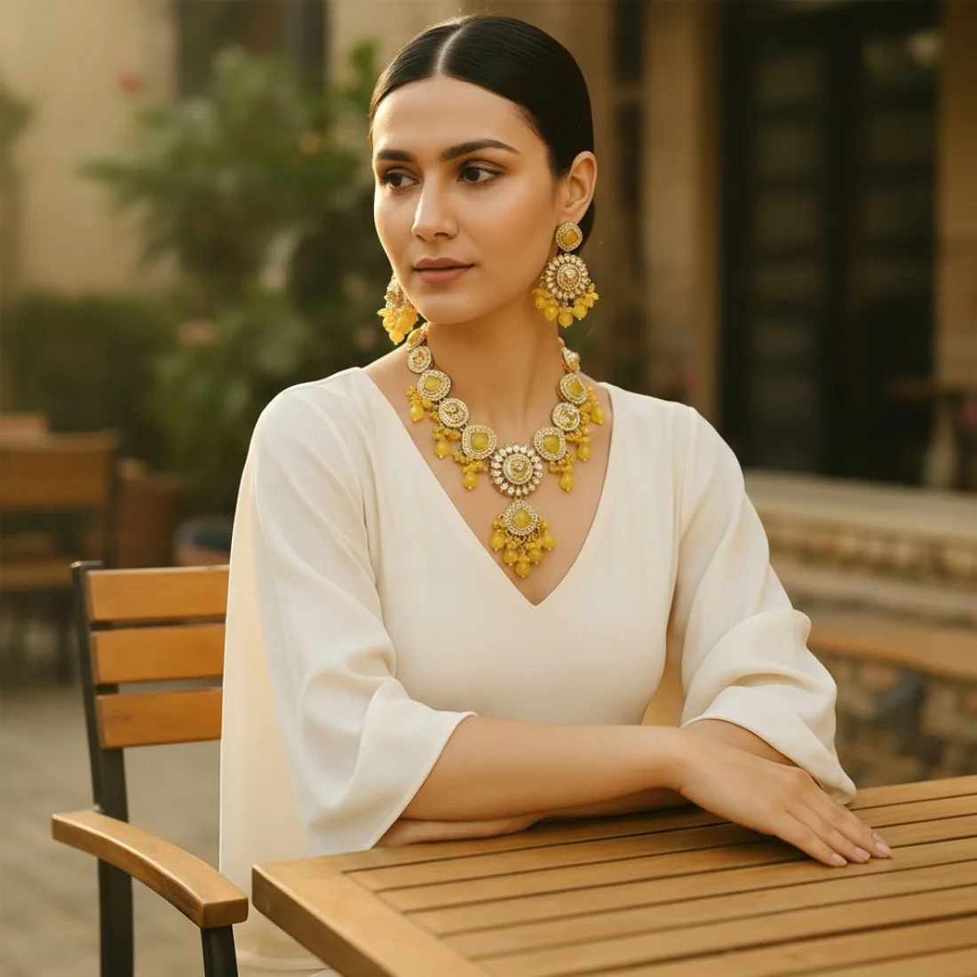 Inayat Kundan Necklace - Yellow