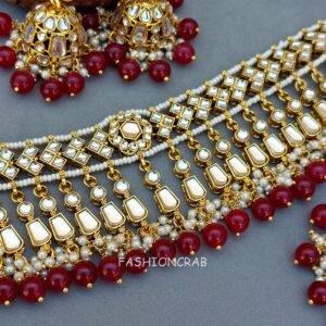 Kajal Kundan Choker Necklace - Maroon