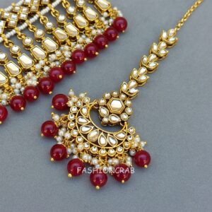 Kajal Kundan Choker Necklace - Maroon