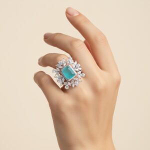 Kavya Mint Green Zirconia Women Ring