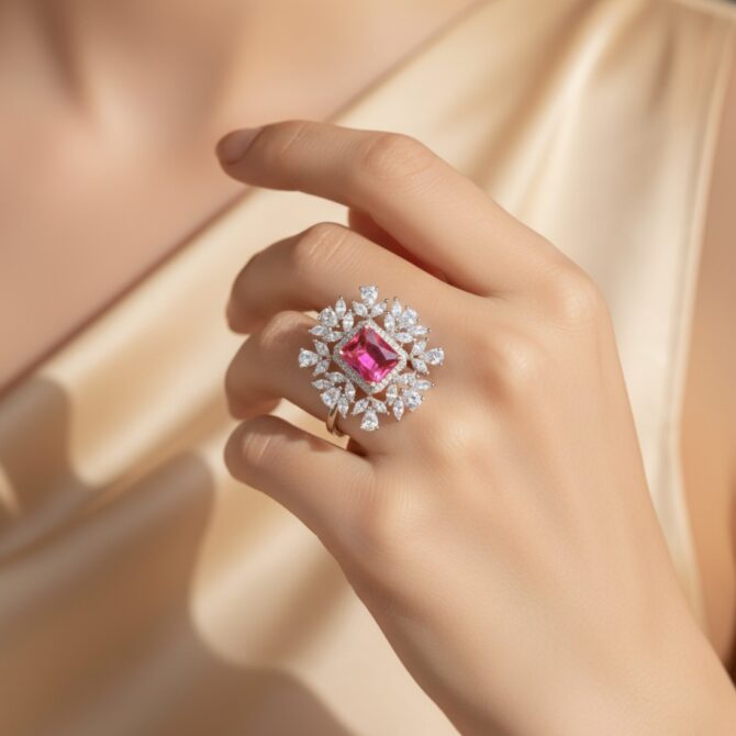 Kavya Pink Zirconia Women Ring Kavya Pink Zirconia Women Ring