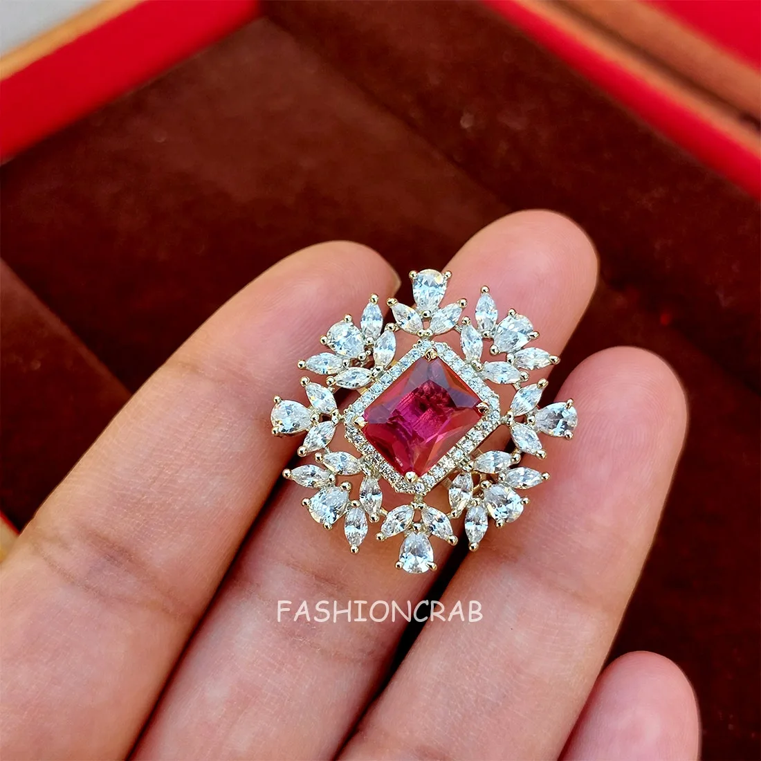 Kavya Zirconia Ring - Pink